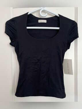 Frankee & Skylarr Short Sleeve Tee Square Neck Black Juniors Small NEW